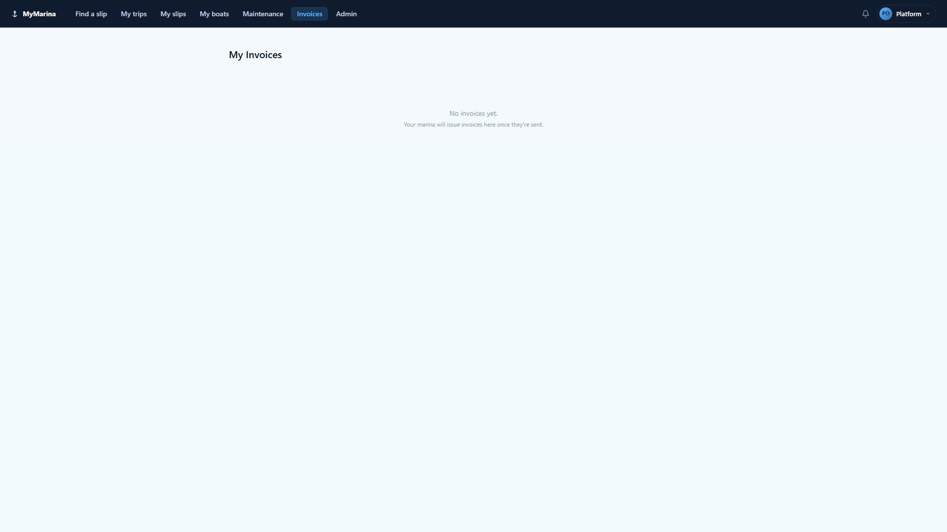 Invoicing screen with line items, payment status, and bulk actions